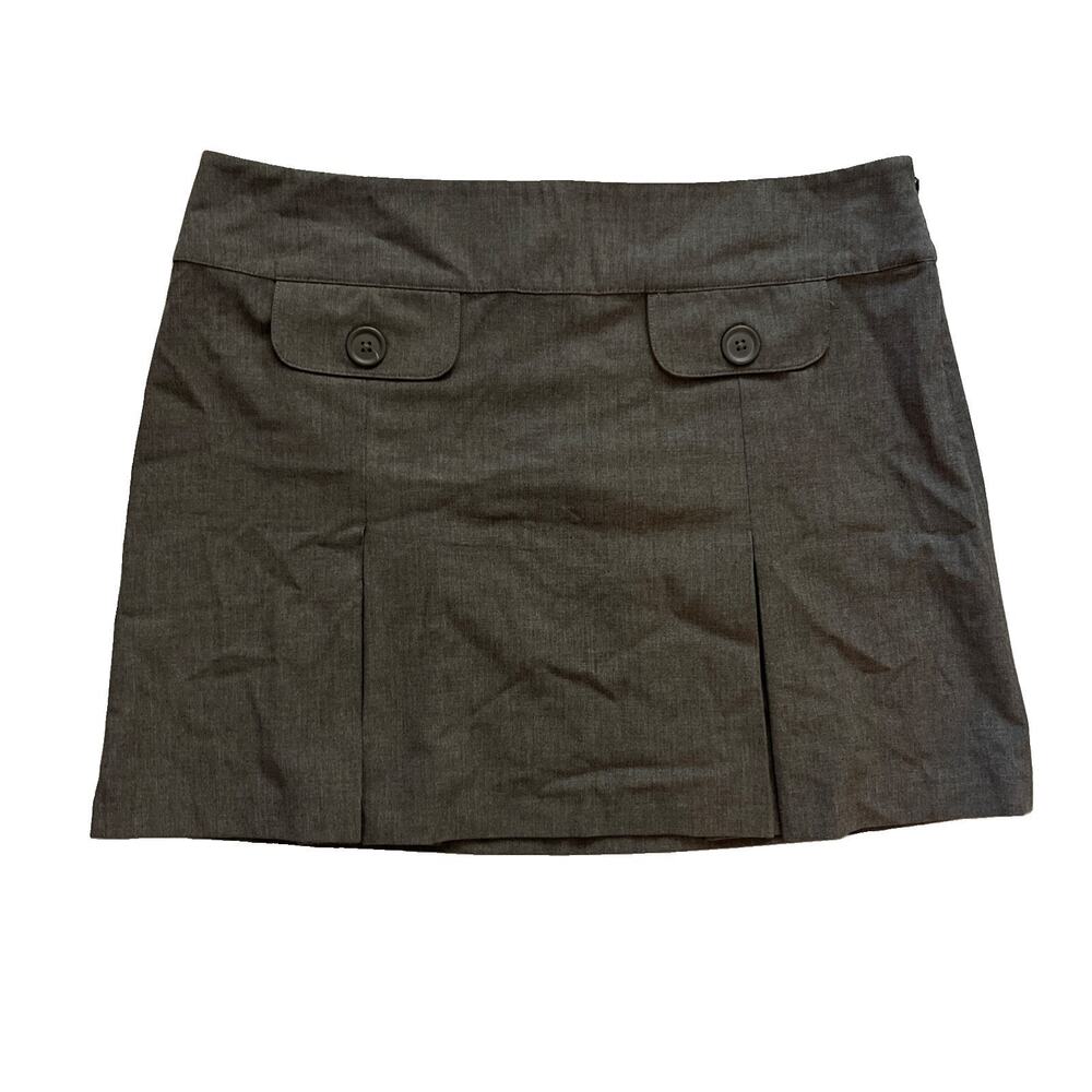 Sz 12 Y2K Low Rise Gray Pleated Mini Skirt Preppy Alt Cute